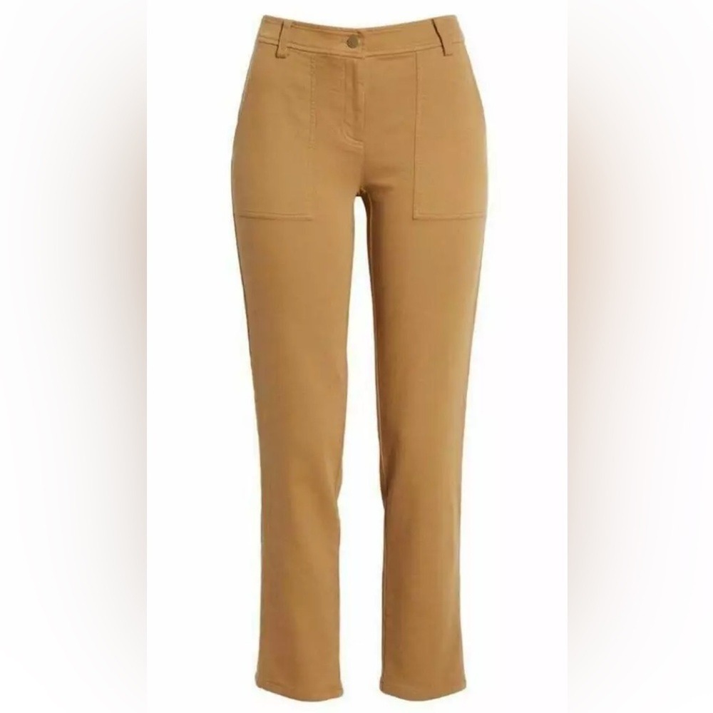 Eileen‎ Fisher Organic Cotton Stretch Utility Straight Leg Pants Camel Brown 12
